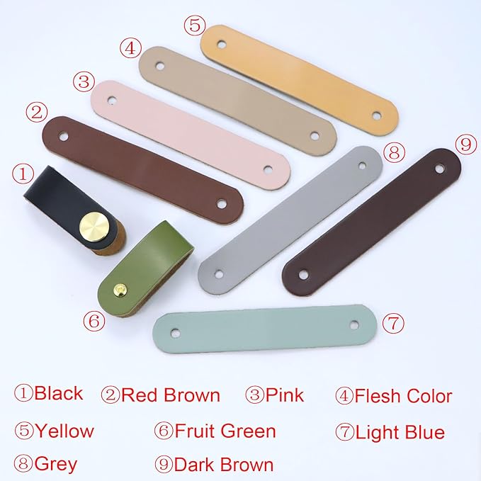 Leather Drawer Pulls and Knobs Soft Cabinet Handles Modern Cabinets Door Knob for Furniture Cupboards Wardrobe Dresser Decorative Handle with Screw 4 Pcs (Fruit Green)
