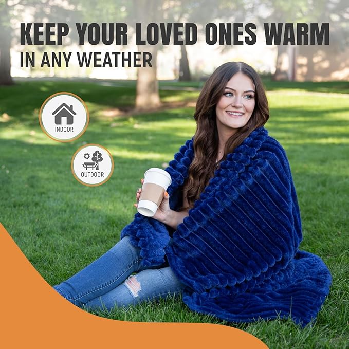 GO Premium Plush Soft Throw Blanket for Couch - Navy Blue Fleece Blanket for Living Room, Bedroom, Home Decor - Small Couch Blanket for Men, Women (50x60 Inches)