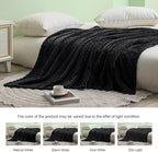 Exclusivo Mezcla Fleece Twin Size Blanket for Bed, 90x66 Inches Soft Cozy Jacquard Flannel Blankets, Lightweight Fuzzy Plush Warm for Winter, Black