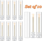 Hurricane Glass Candle Holders, Set of 10 Candlestick Holders for Taper Candle with 11.8" Tall Windproof Cylinder Covers Candle Stand Bulk for Table Centerpieces on Wedding Birthday Housewarming Decor