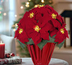 2 Pack 18" Lighted Large Artificial Poinsettias for Outdoors LED Poinsettia Flowers Artificial Faux Poinsettia Plants Poinsettia Christmas Decorations for Office Home Kitchen Decor (Red Paper)
