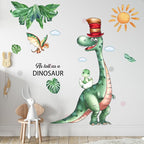 Summer Dinosaurs Wall Stickers Decals Kid Room Nursery Baby Bedroom Décor (Dinosaur with Hat)