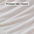NEWCOSPLAY Super Soft King Blanket Ivory Premium Silky Flannel Fleece Leaves Pattern Lightweight Bed Blanket All Season Use (Ivory, King(90"x110"))