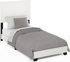 Furinno Pessac Upholstered Bed Frame, White PU Leather, Twin XL