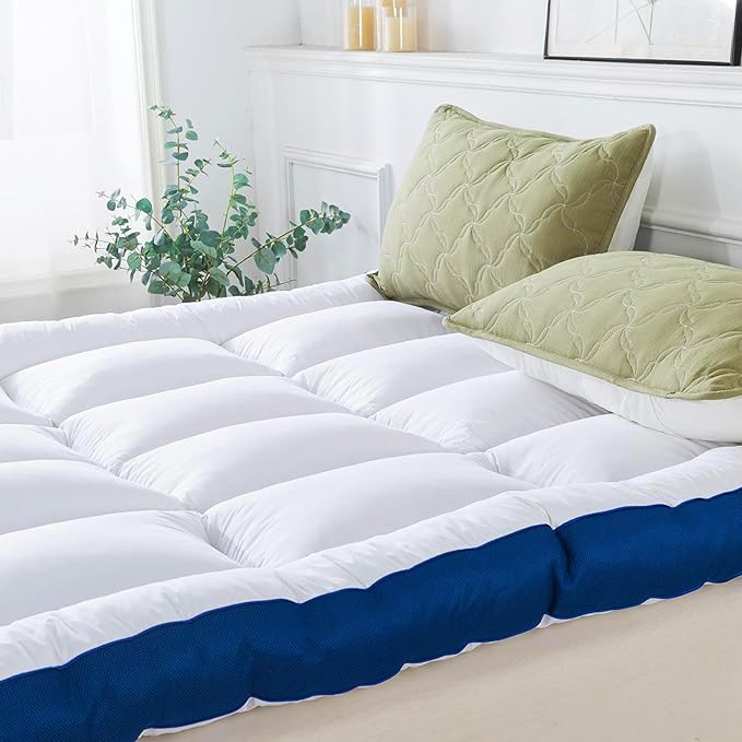 WhatsBedding 5 Inch Memory Foam Full Size Mattress Topper 100% Cotton Top, Filled with Breathable & Soft Memory Foam Pillow Top,4 Elastic Straps, 75x54x5 Inch, Full
