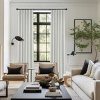 KangBang Extra Wide Linen Blackout Curtains 2 Panel Sets for Living Room Track System, Back Tab Loop Pocket Pleated Floor to Ceiling Drapes for Patio Door(72x96 Inch, Greyish White/Light Grey)
