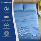 DREAMCARE Queen Sheet Set – 4 pcs Cooling Sheets – up to 21” Extra Deep Pocket Queen Sheets – Hotel Luxury Sheets & Pillowcases – Superior Softness 100% Fine Microfiber with Side Pocket – Light Blue