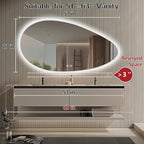 Niccy Irregular LED Bathroom Mirror with Lights, 27x51 Asymmetrical Backlit-Mirror for Wall Mounted, Bathroom Vanity Mirrors with Memory, Dimmable, 3 Colors, Anti-Fog, IP65 Waterproof