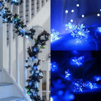 CESOF Christmas Lights, 20 Ft 40 LED Blue Snowflake String Lights Battery Operated Fairy Lights Hanging Lights for Bedroom Patio Room Party Home Xmas Decor Indoor Outdoor Christmas Tree Decoration