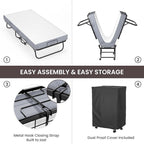 Karcog Folding Bed with Mattress, Storage Cover Included, Cot Size Extra Rollaway Guest Bed for Adults, with Memory Foam Mattress and Sturdy Metal Frame on Wheels, 75” x 31"