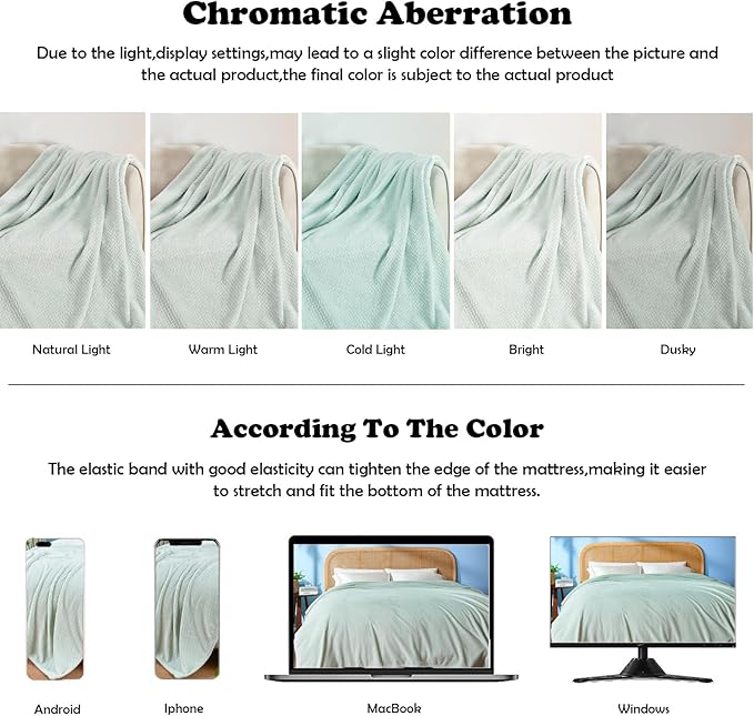 NEWCOSPLAY Super Soft King Blanket Mint Premium Silky Flannel Fleece Leaves Pattern Lightweight Bed Blanket All Season Use (Mint, King(90"x110"))