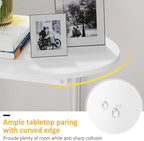 Hosfais Small Side Table End Table, C Shaped Oval Coffee Table, Wooden TV Tray for Living Room, Bedroom, Couch, Small Spaces (White)