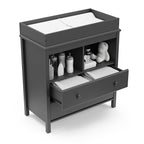 Storkcraft Alpine 2 Drawer Changing Table Chest (Gray) - Attached Changing Table Topper Fits Any Standard-Size Baby Changing Pad, 2 Drawers, 2 Shelves for Extra Nursery Storage, Easy to Assemble
