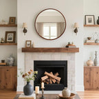 WallBeyond Round Wood Mirror, 32" Round Modern Decoration Large Circle Wall Mirror for Bathroom Living Room Bedroom Entryway, Walnut