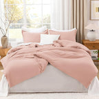 Litanika Pink Comforter Set King Size, 3 Pieces Blush Plain Bedding Comforter Set, All Season Bed Set (90x90In Comforter & 2 Pillowcases)
