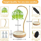 Dimmable Flower Candle Warmer Lamp, Green Candle Warmer with Timer & 4Bulbs, Birthdays Chirstmas Gifts for Women Mom, Unique Home Decor for Bedroom Fits All Jar Candle