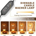 Dimmable Flower Candle Warmer Lamp, Green Candle Warmer with Timer & 4Bulbs, Birthdays Chirstmas Gifts for Women Mom, Unique Home Decor for Bedroom Fits All Jar Candle