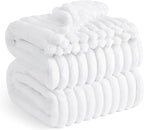 Bedsure GentleSoft Queen Blanket for Couch - Cozy Soft Blankets for Women, Cute Small Fleece Throws for Girls, White, 90x90 Inches