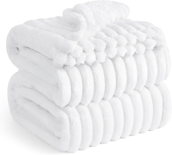 Bedsure GentleSoft King Throw Blanket for Couch - Cozy Soft Blankets for Women, Cute Small Fleece Throws for Girls, White, 108x90 Inches