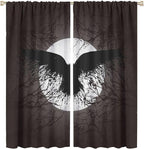 Cool Raven Print Curtains for Bedroom - Vintage Nordic Viking Theme Dead Tree Crow Full Moon Window Treatment,Energy Saving Thermal Insulated Rod Pocket Bedroom Blackout Curtains 2 Panels 72L x 31.5W