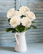 JOYLEX Artificial Flowers Realistic Roses, 50pcs Real Looking Fake Roses with Stem for DIY Wedding Bouquets Centerpieces Bridal Shower Party Home Romantic Decorations (Champagne)