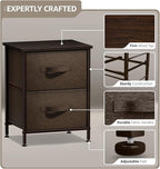 Sorbus Nightstand with 2 Drawers - Bedside Furniture End Table Night Stand with Steel Frame, Wood Top & Easy Pull Fabric Bins - Small Dresser & Chest for Home, Bedroom Accessories & Office