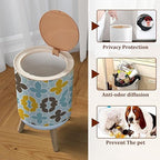 Small Trash Can with Lid Seamless Random Triangles Scandinavian Style Abstract Geometric Garbage Bin Pet Proof Waste Basket for Kitchen Bathroom Office Bedroom Decorative 1.8 Gallon