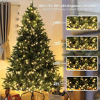 Brizled Christmas Tree Lights, 115ft 300 LED Color Changing Christmas Lights with Remote, 11 Modes Warm White & Multicolor Light String Connectable 24V Xmas Light Green Wire for Xmas Home