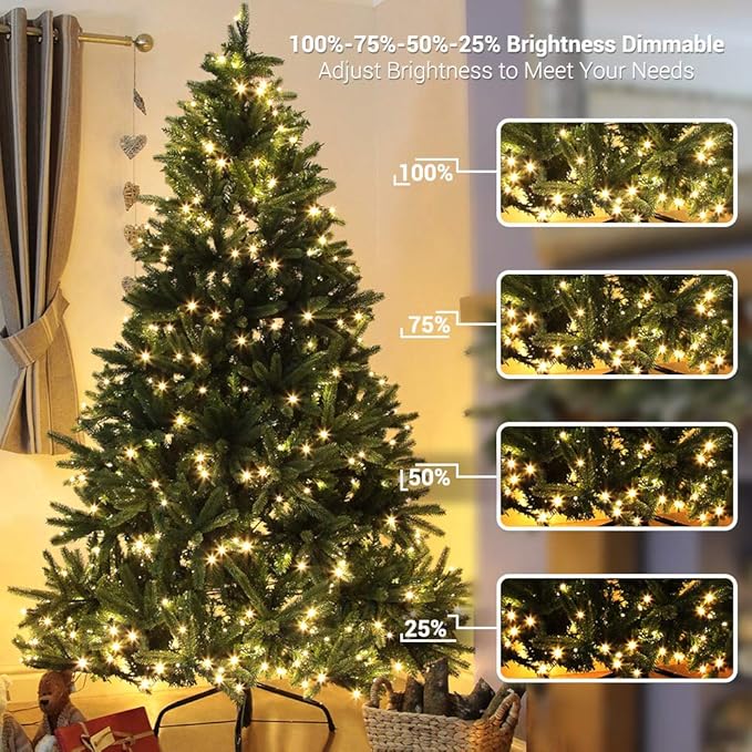 Brizled Christmas String Lights, 33ft 100 LED Color Changing Christmas Lights with Remote, 11 Modes Warm White & Multicolor Xmas Tree Light Connectable Decorative Light String for Xmas Tree Home Party