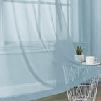 OVZME Sky Blue Sheer Curtains 84 Inches Long 2 Panels - Soft Light Filtering Window Sheer Panels for Living Room/Bedroom, Top Dual Rod Pocket, 1 Pair, Each 42Wx84L Inches
