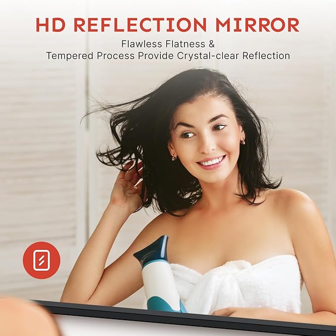 Kosmonia 60x28 Bathroom Vanity Mirror for Wall, Aluminum Framed, Farmhouse Rectangle, Anti-Rust, HD Reflection Anti-Desilvering, Distortion Free, Tempered and Shatter-Proof Wall Mounted Mirror, Black