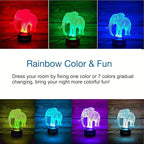 Elephant 3D Decor Lamp with Remote, Toys for Girls Boys Room, 7 Colors Changing Night Light Bedside Gifts for Kids Baby