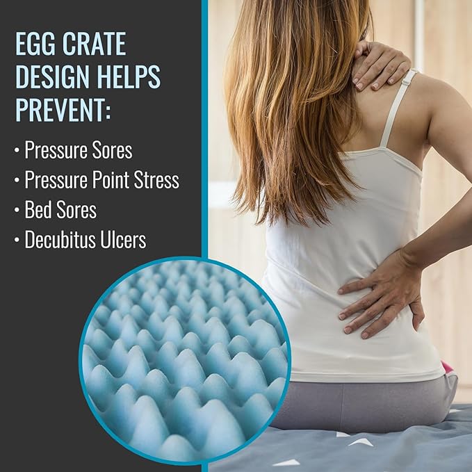 DMI Foam Mattress Topper, Egg Crate Foam Pad, Mattress Pad and Bed Topper for Support, Air Circulation, Pressure Relief and Weight Distribution, Full Size Mattress, 50 x 72 x 2, Blue