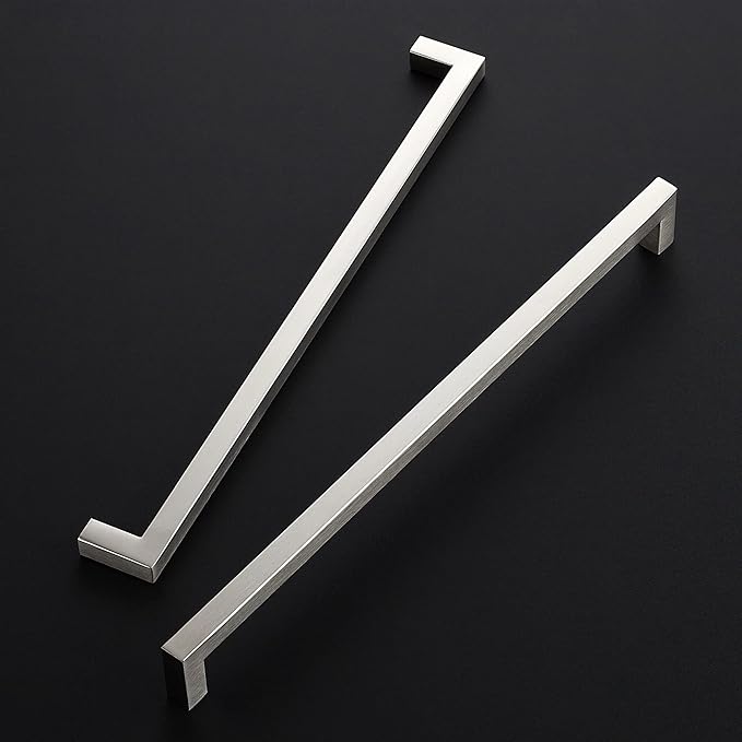 Ravinte 3 Pack Square Cabinet Handles - Satin & Brushed Nickel Drawer Pulls - 12-3/5 Inch Kitchen Cabinet Hardware