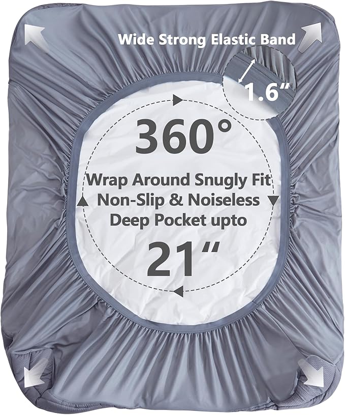 Twin Size Mattress Pad Waterproof, Pillow Top Cooling Twin Mattress Topper for Single Bed, Pee Proof Mattress Protector Cover Quilted Fitted with 8-21" Deep Pocket (39x75 inch, Grey)