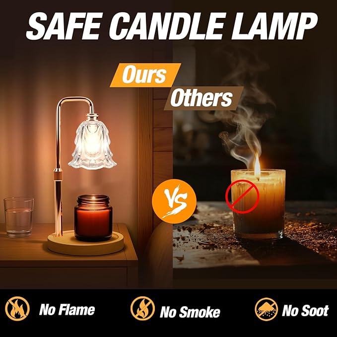 Candle Warmer Lamp with Timer and Dimmer, Electric Wax Warmers for Scented Candles with 5 Brightness Settings, Anti-Glare Lamp with Adjustable Height, Home Decor, Gift for Christmas, Birthday