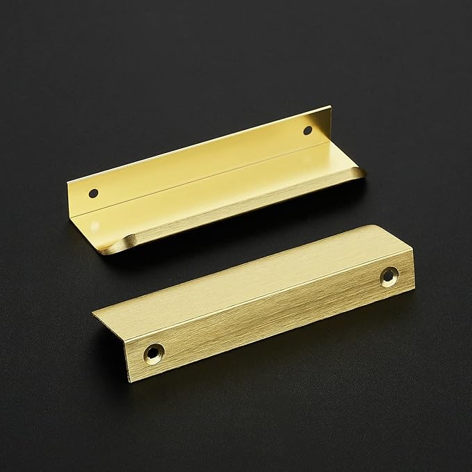 Ravinte Hardware 20 Pack Gold Cabinet Handles, 4.75 Inch (120mm) Finger Edge Pulls, 3.75 Inch Hole Center, Finger Pulls for Cabinets
