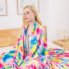 Flannel Colorful Blanket Queen Size for All Season - Premium Lightweight Anti-Static Super Soft Cozy Plush Rainbow Throw, Lightweight Microfiber Winter Warm Blanket 90" x 90"(Rainbow Queen)
