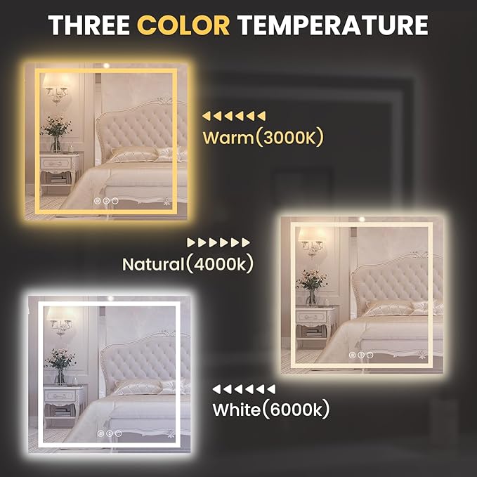LOAAO 30"X30" LED Mirror for Bathroom, Lighted Bathroom Mirror with Lights, Anti-Fog, Dimmable, Memory Function, Easy to Install, Clear Reflection