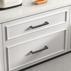 goldenwarm 100 Pack 7-1/2 Inch Black Cabinet Handles Matte Black Drawer Pulls Stainless Steel Cabinets Hardware Square Bar Modern for Kitchen Bathroom Cupboard