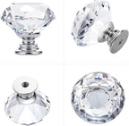 Ravinte 3 Pack Crystal Drawer Knobs - Glass Cabinet Knobs, Diamond Shaped - 30 mm with Silver Base