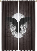 Cool Raven Print Curtains for Bedroom - Vintage Nordic Viking Theme Dead Tree Crow Full Moon Window Drapes,Energy Saving Thermal Insulated Rod Pocket Bedroom Blackout Curtains 2 Panels 63L x 21W