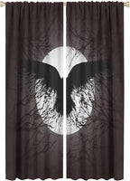 Cool Raven Print Curtains for Bedroom - Vintage Nordic Viking Theme Dead Tree Crow Full Moon Window Drapes,Energy Saving Thermal Insulated Rod Pocket Bedroom Blackout Curtains 2 Panels 63L x 21W