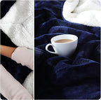 NANPIPER Sherpa Blanket for Couch, Warm and Lightweight Throw, Soft Fuzzy Plush Fleece for Winter, Estate Blue 50x60 Inches