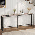 78.7" Console Table with Power Outlet, 11.8" Wide Narrow Sofa Table, Industrial Entryway Table with USB Ports, Behind Couch for Entryway, Hallway, Foyer, Living Room, Greige CTHG320E01