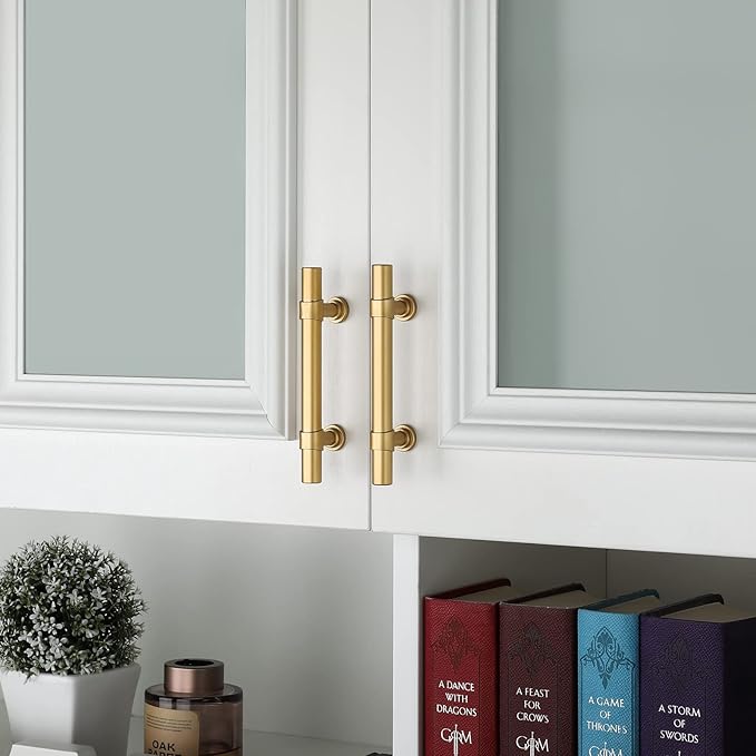 goldenwarm 10 Pack Gold Cabinet Handles 3 Inch Kitchen Cabinet Handles Matte Gold Kitchen Drawer pulls for Dresser Bathroom Modern Hardware,Zinc Alloy Base