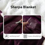 NANPIPER Sherpa Blanket Twin Size for Couch, Warm and Lightweight Throw, Soft Fuzzy Plush Fleece for Winter, Plum Purple 60x80 Inches