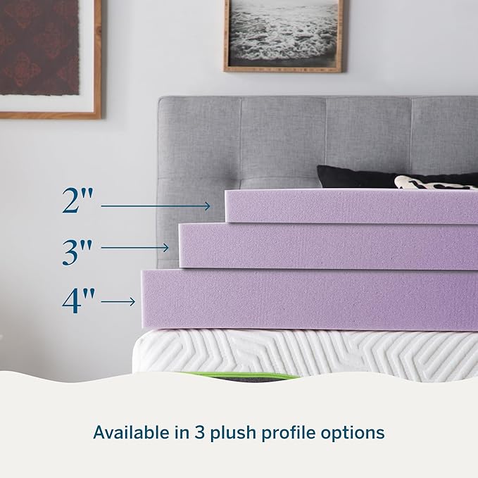 LUCID 4 Inch Lavender Infused Memory Foam Mattress Topper, Full Size – Ventilated Design – Pressure Relieving Bed Topper - Mattress Pad – CertiPur Certified