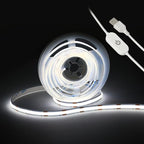 Led Strip Lights 5V USB 6.56ft/2m 640 LEDs Touch stepless Dimmable USB COB LED Strip Light 6000K White 10W Flexible 5v led Lights for Bedroom Kitchen,DIY Lighting Room Decor tv led Lights