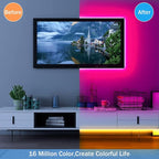 KEELIXIN 130ft Led Lights,Long Led Lights for Bedroom,5050 RGB LED Strip Lights with Remote & Bluetooth App Control Sync with Music,Luces Led para Cuarto,LED Light Strip for Room,2 Rolls of 65ft